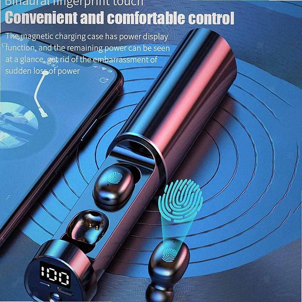 Touch Control In-Ear-Ohrhörer LED-Anzeige mit Taschenlampe für Sport-Fitness