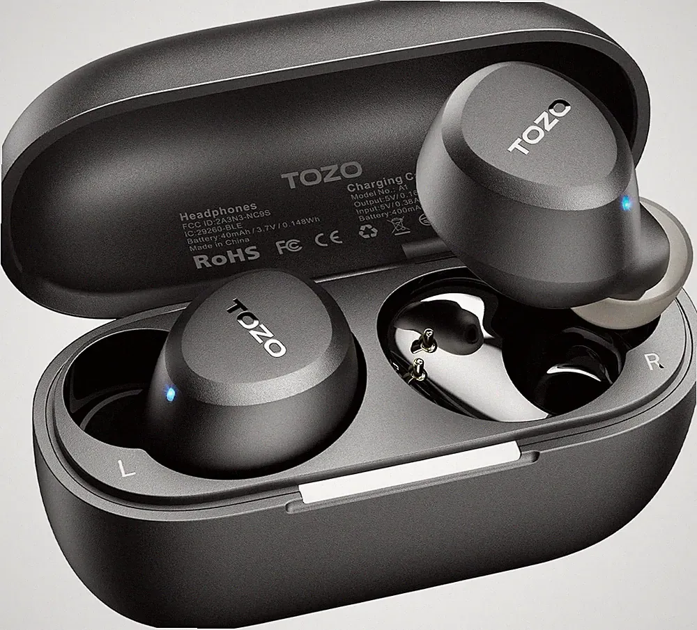 TOZO A1 Bluetooth Kopfhörer In-Ear Mini Earbud Schwarz mit App-Steuerung, 32 Std