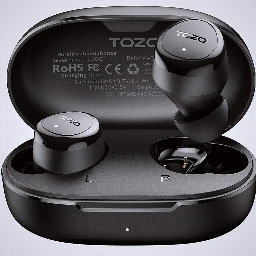 TOZO E1 Kopfhörer kabellos Bluetooth 5.3 Kopfhörer, In s, Schwarz