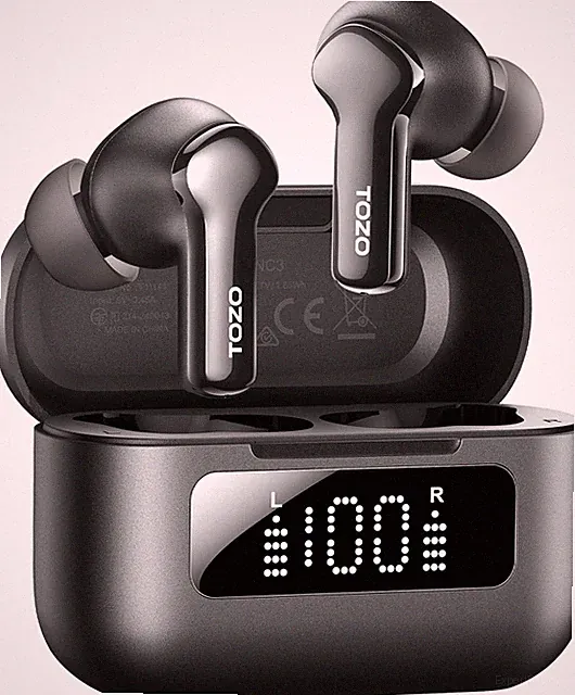 TOZO NC3 Kabellose In-Ear Kopfhörer mit ANC und 12-mm-Treibern, Schwarz, 68 Std.