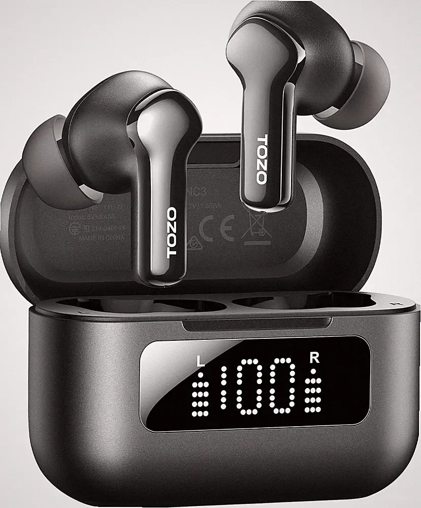 TOZO NC3 Kabellose In Ear Kopfhörer mit Hybrid ANC 45 dB und schwarz, 68