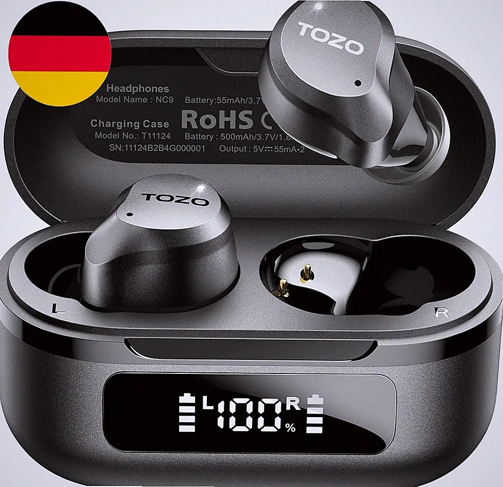 TOZO NC9 Bluetooth Kopfhörer in Ear Mit Hybrid ANC (45Db), 6 Mikrofone ENC Für H