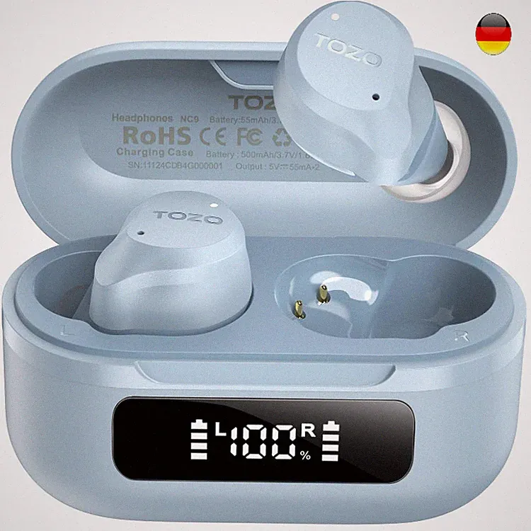 TOZO NC9 Bluetooth Kopfhörer In Ear mit Hybrid ANC 45dB 6 Mikrofone IP