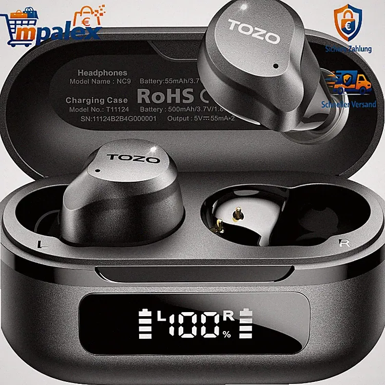 TOZO NC9 Bluetooth Kopfhörer mit ANC 45dB 6 Mikrofone Wass