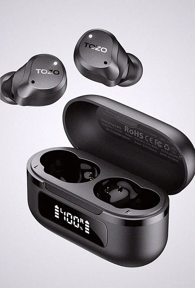 TOZO NC9 In-Ear-Kopfhörer Schwarz 60Std Akkulaufzeit 45dB ANC 6Mikrofone Audio