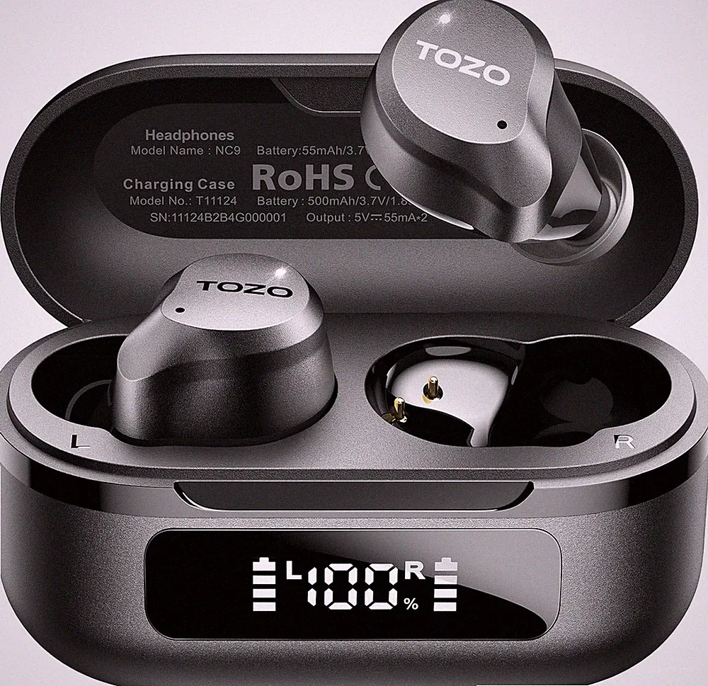 TOZO NC9 Kabellose In Ear Bluetooth Kopfhörer Hybrid ANC 45dB | 6 Mikrofone mit