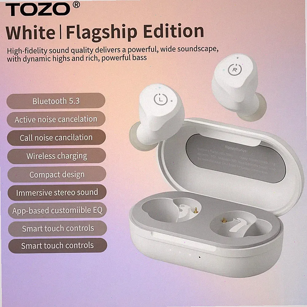 TOZO NC9 Kabellose In-Ear-Kopfhörer Bluetooth 5,3 Premium-Tiefbass, Weiß