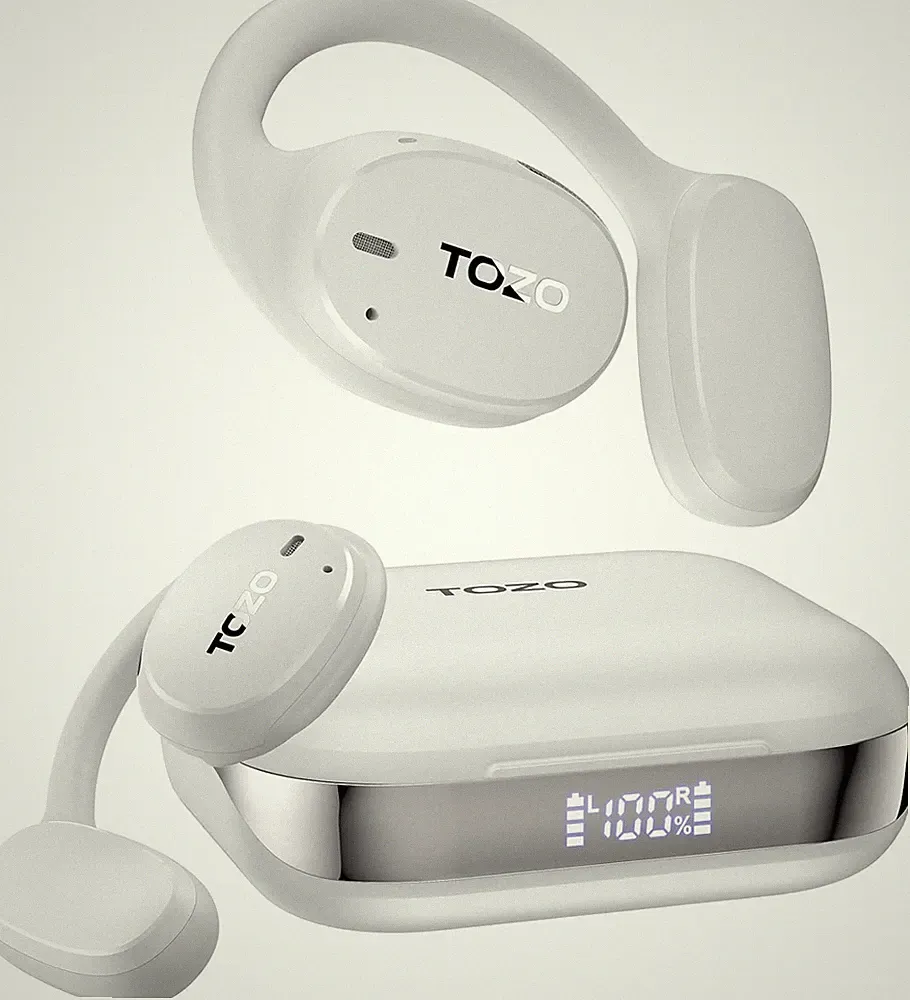 TOZO OpenEgo True Wireless Open Ear Kopfhörer, 5.3 Bluetooth Sport Ohrhörer Weiß