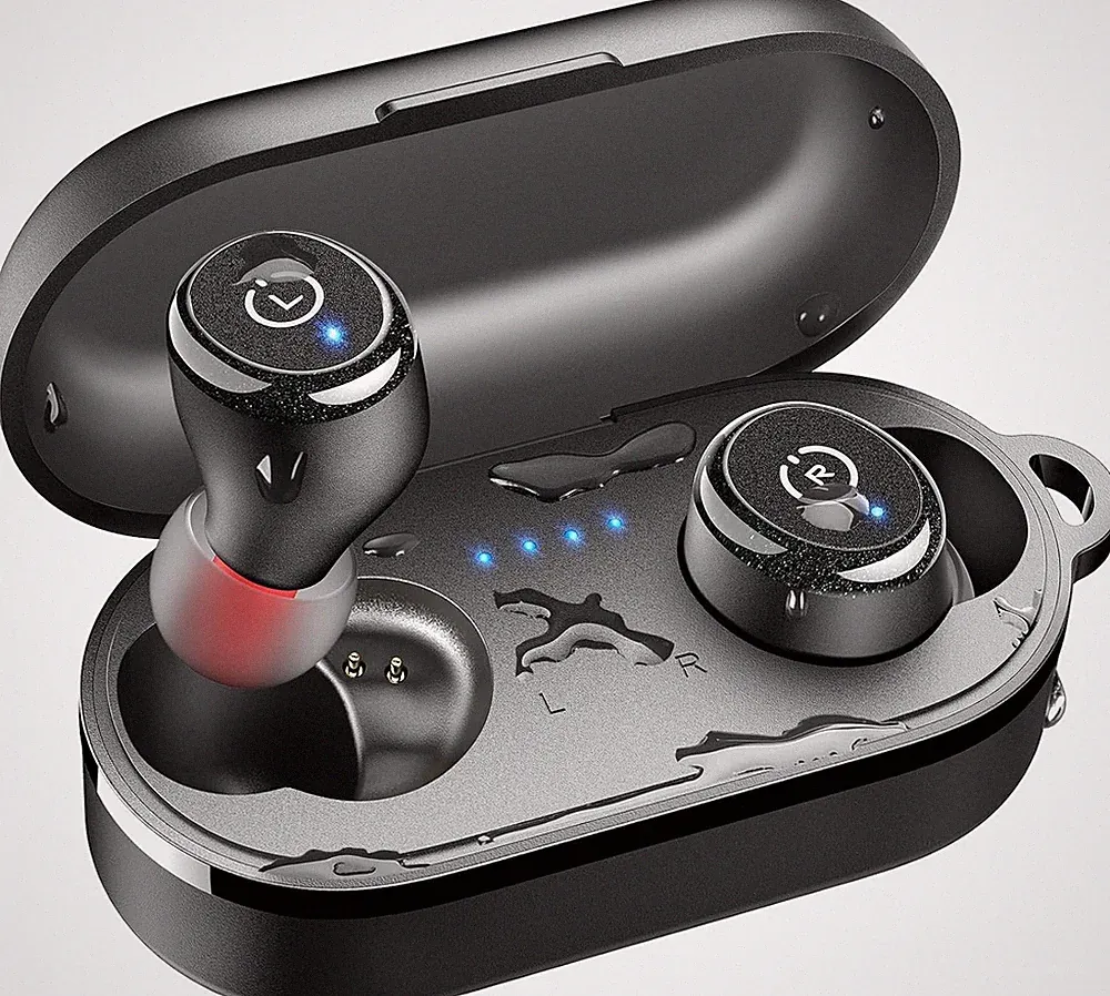 TOZO T10 Bluetooth Kopfhörer Kabellos mit Ladecase 55 Std. Schwarz, In-Ear