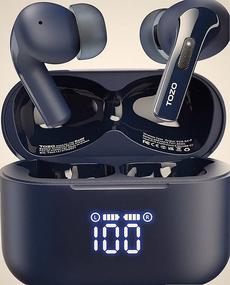 TOZO T20 Bluetooth Kopfhörer Kabellos In-Ear Dual-Mic ENC Sport LED