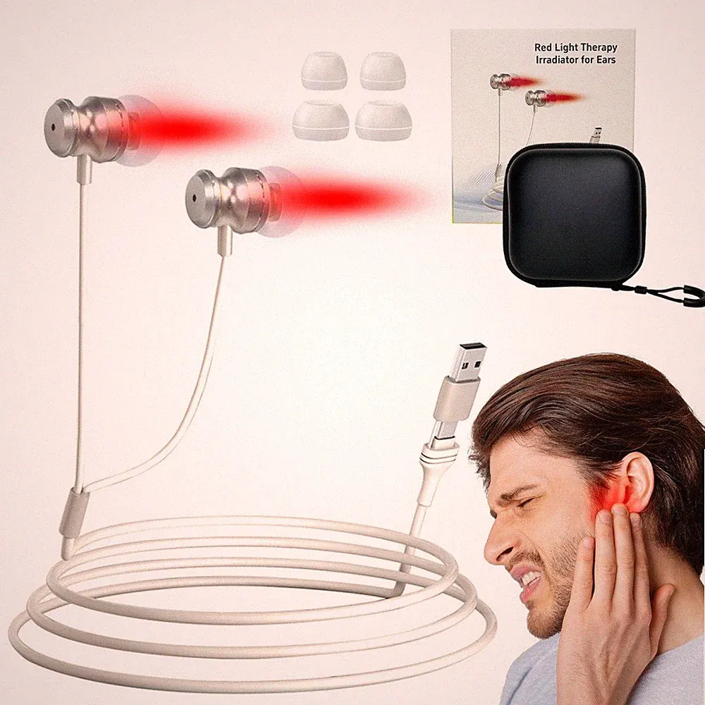 Tragbar Kopfhörer Tinnitus Linderung Ohrstöpsel Nasenrhinitis 650 nm Rotlicht·