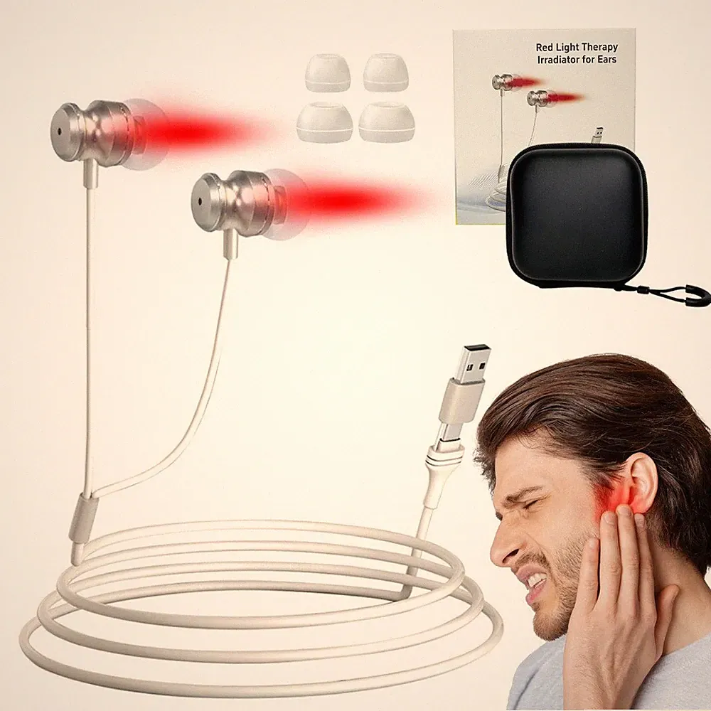 Tragbar Kopfhörer Tinnitus Linderung Ohrstöpsel Nasenrhinitis 650 nm Rotlicht·