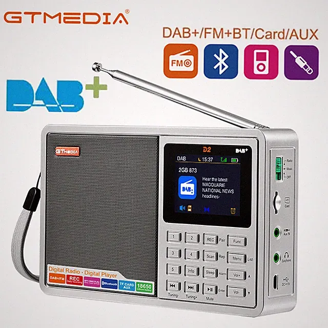 Tragbarer DAB+ FM Digitalradio Bluetooth Lautsprecher Radiowecker mit antenne