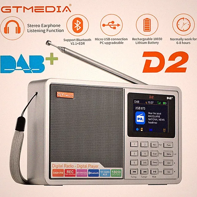 Tragbares DAB+ Radio Digitalradio FM Bluetooth Musik Player LCD Display mit Akku