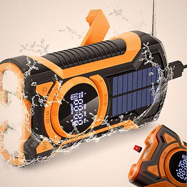 Tragbares Solar Kurbelradio Mit AM/FM/WB 5000mAh Powerbank IPX5 Und SOS Notruf