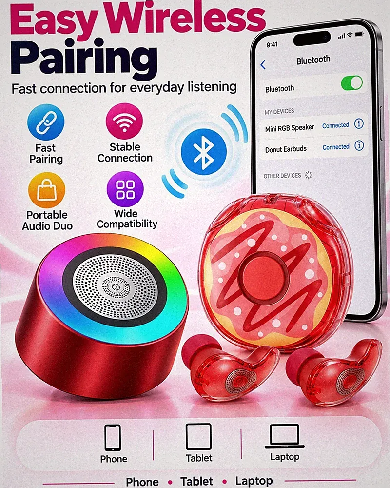 True Wireless Noise Cancelling Ohrhörer & Lautsprecher für iPhone Samsung Android süß