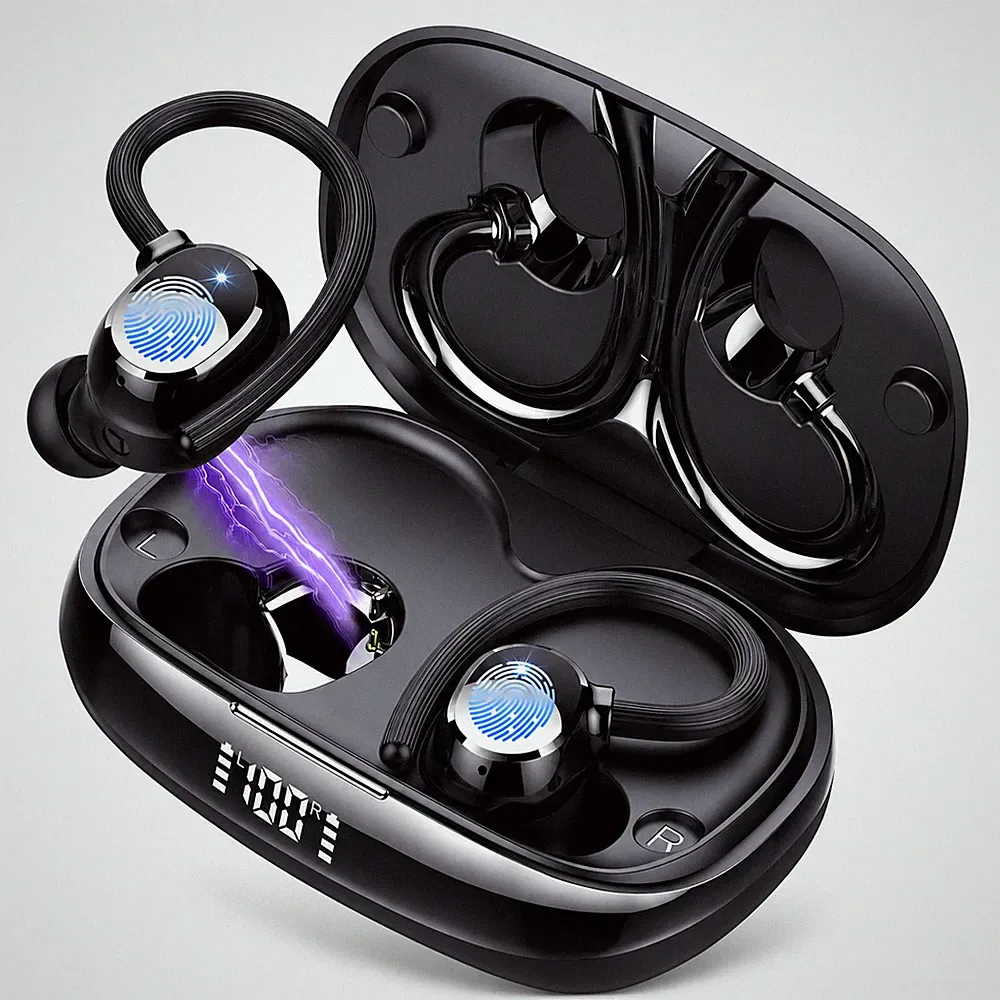 Tukio Bluetooth 5.4 Sport In-Ear Kopfhörer ENC Mikrofon IP7 80h LED Schwarz