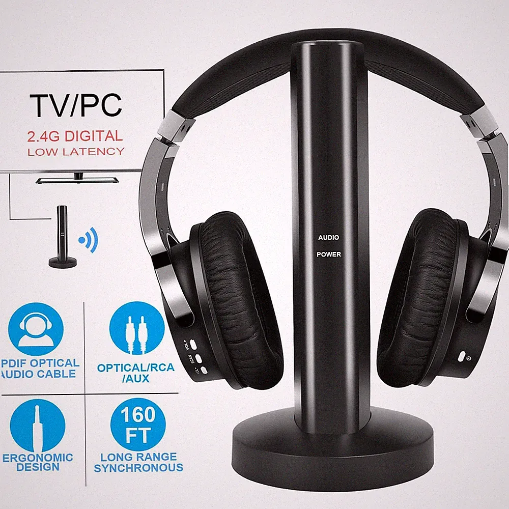 TV Funkkopfhörer, Over-Ear Kabellose Kopfhörer mit 2.4GHz Digitales Ladestation