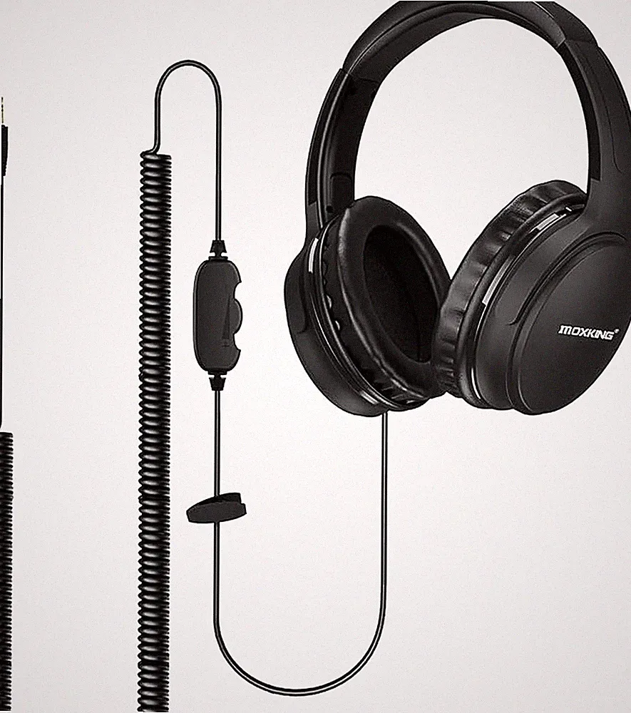 TV Kopfhörer mit extra langem Kabel 6 m Spiralkabel Over-Ear Komfort | 6 m