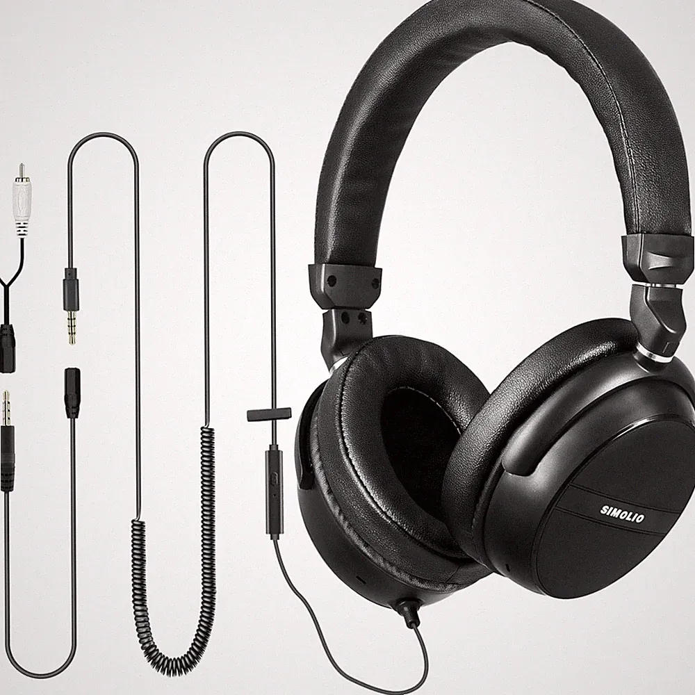 TV Kopfhörer mit langem Kabel, Over-Ear, Lautstärkeregelung & Mic