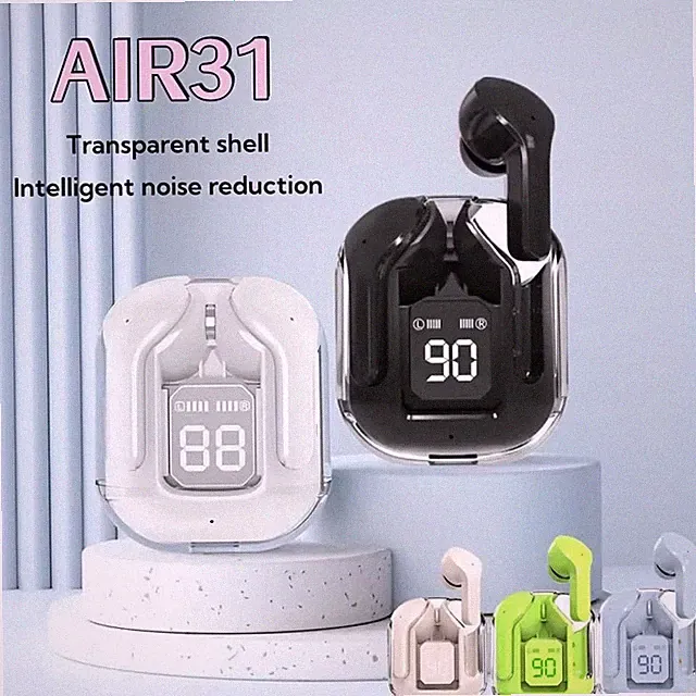 TWS Bluetooth Kopfhörer Transparent mit LED Display InEar Stereo Headset Sport