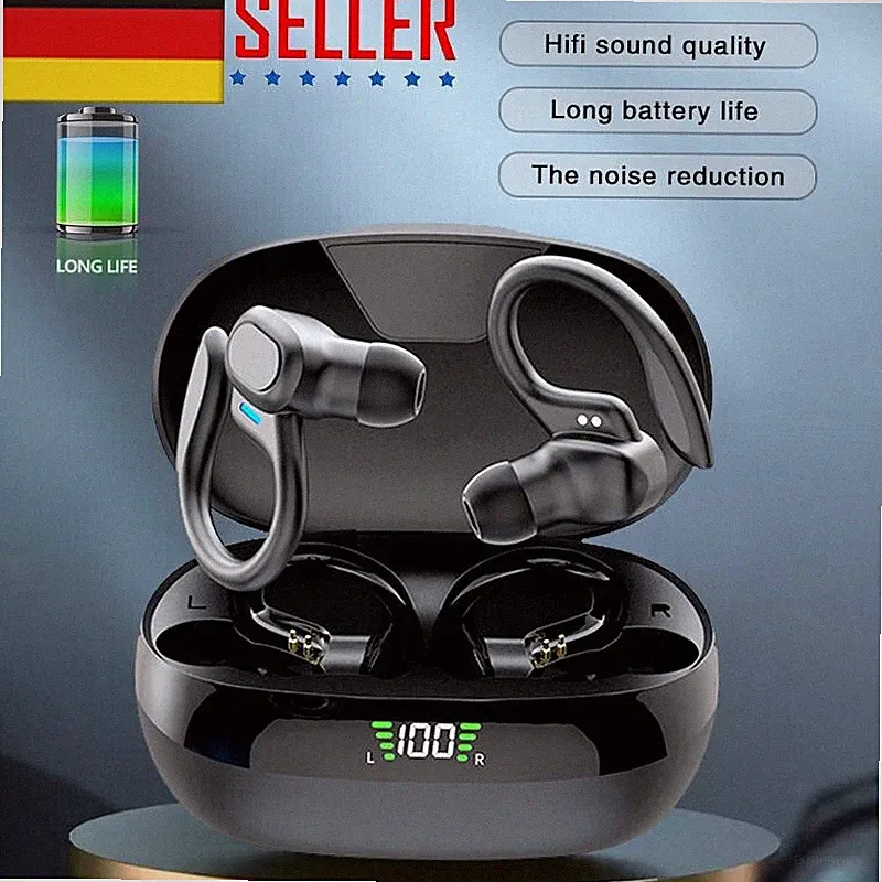 TWS Handy Bluetooth Kopfhörer 5.2 Stereo Sport Kabellos Headset mit Mikrofon Neu