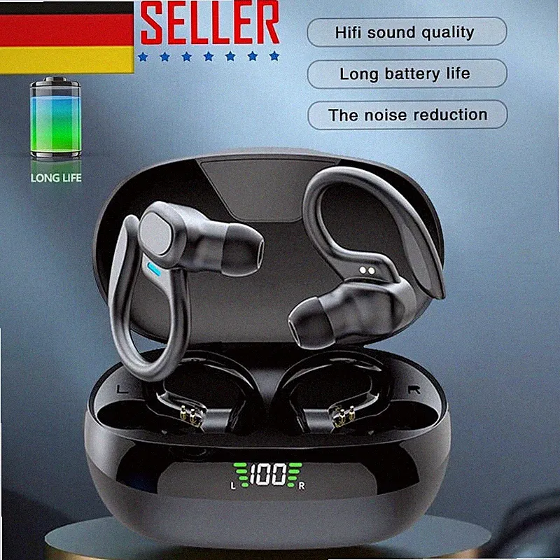 TWS Handy Bluetooth Kopfhörer 5.2 Stereo Sport Kabellos Headset mit Mikrofon Neu