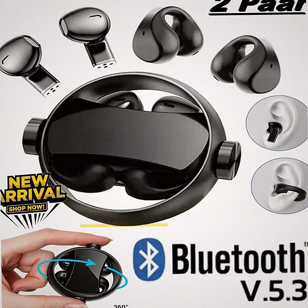 TWS Kopfhörer 4 Ohrhörer In-Ear Ohrclips 360° Ladebox Bluetooth 5.3 ENC Bass