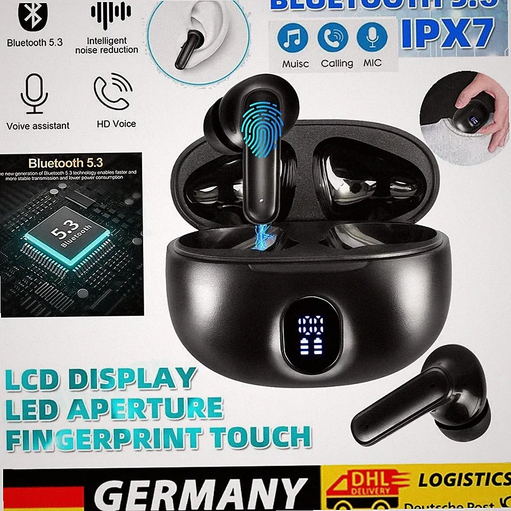 TWS Kopfhörer Bluetooth 5.3 In-Ear Ohrhörer 9D Wireless Headset Touch Control