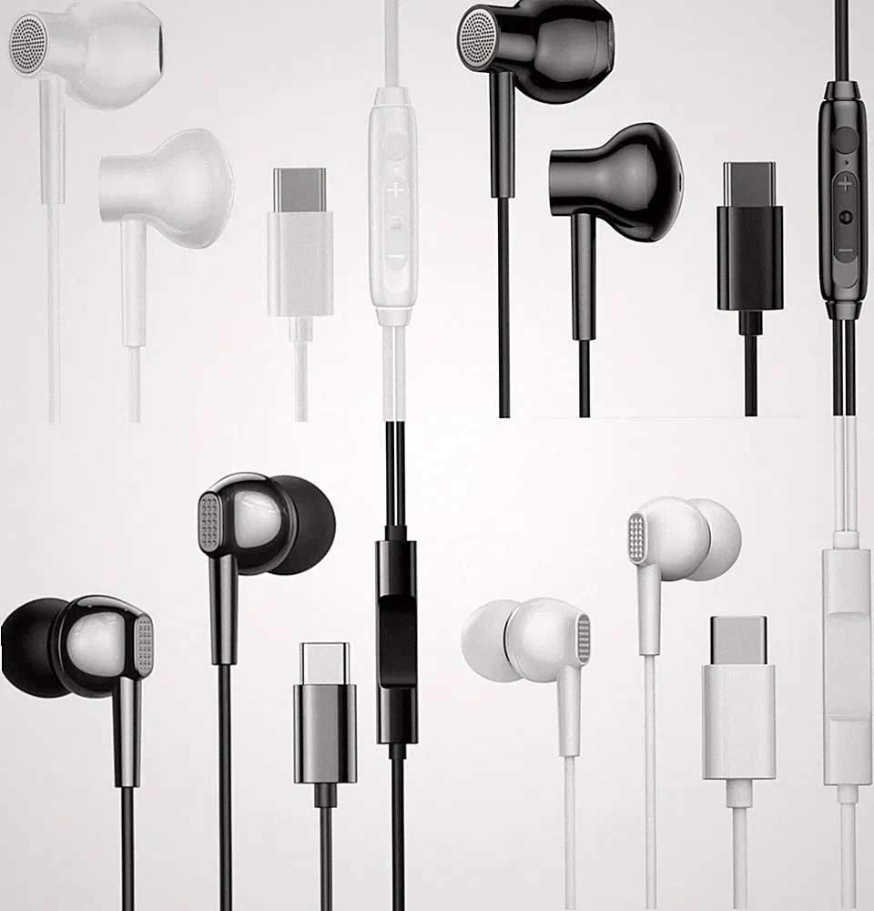 TYP-C Earbuds Headset weiß In-Ear Kopfhörer kabelgebunden USB-C