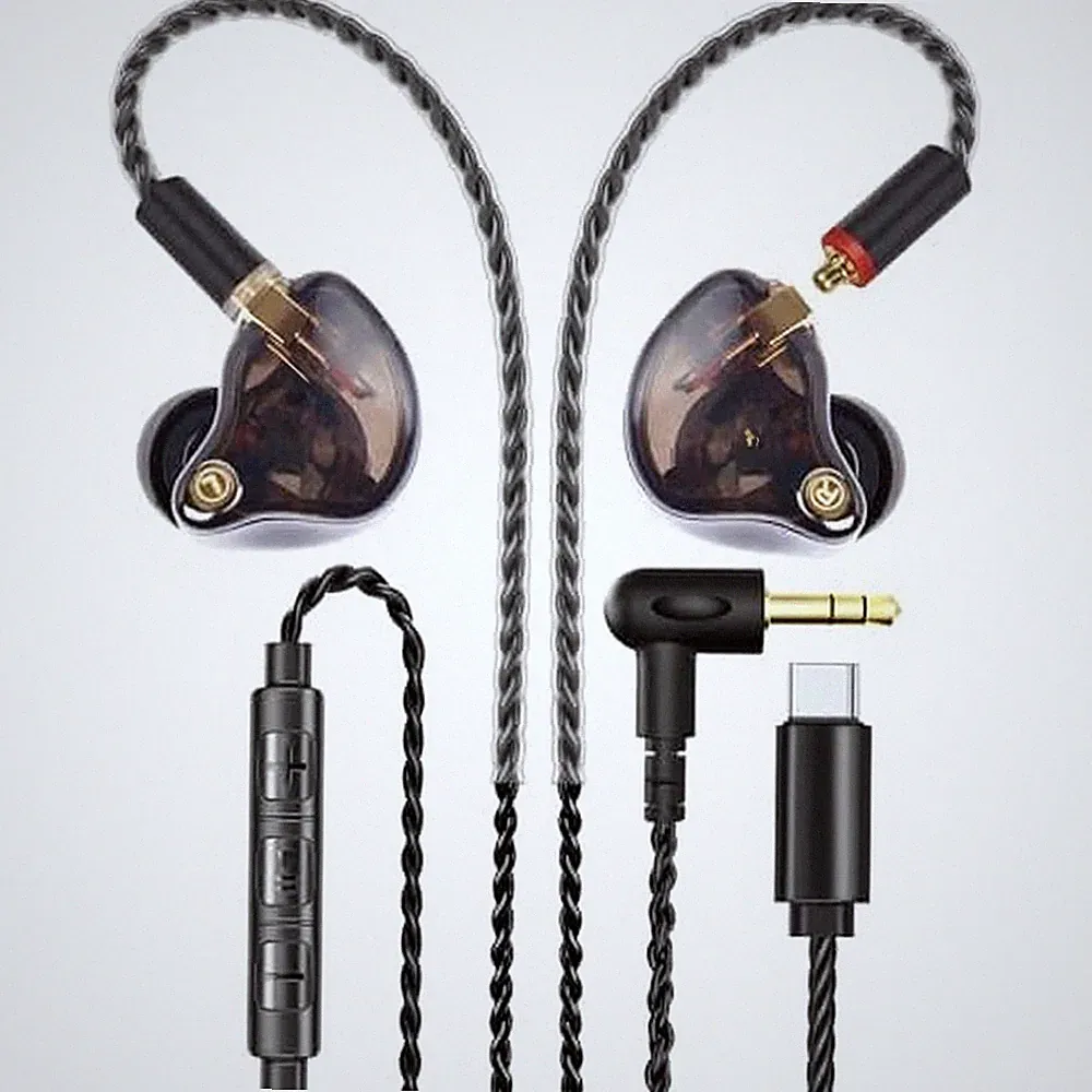 Typ-C In-Ear Kopfhörer für EFor Sport Gaming und Workout - TPE Schwarz