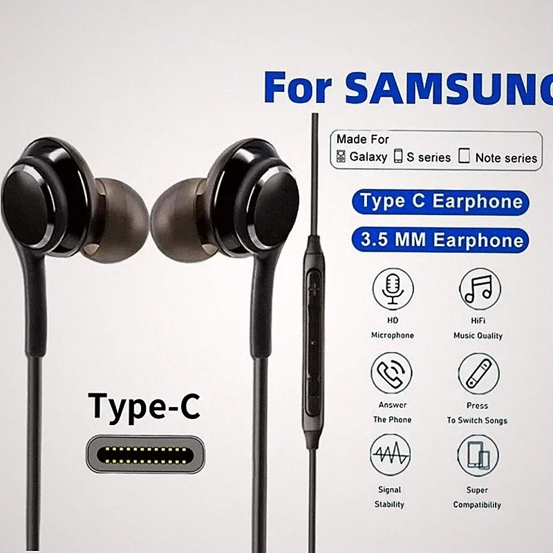 Typ-C-Kopfhörer mit Kabel für Samsung Galaxy S24 S23 S22 3,5 mm In-Ear-Kopfhörer