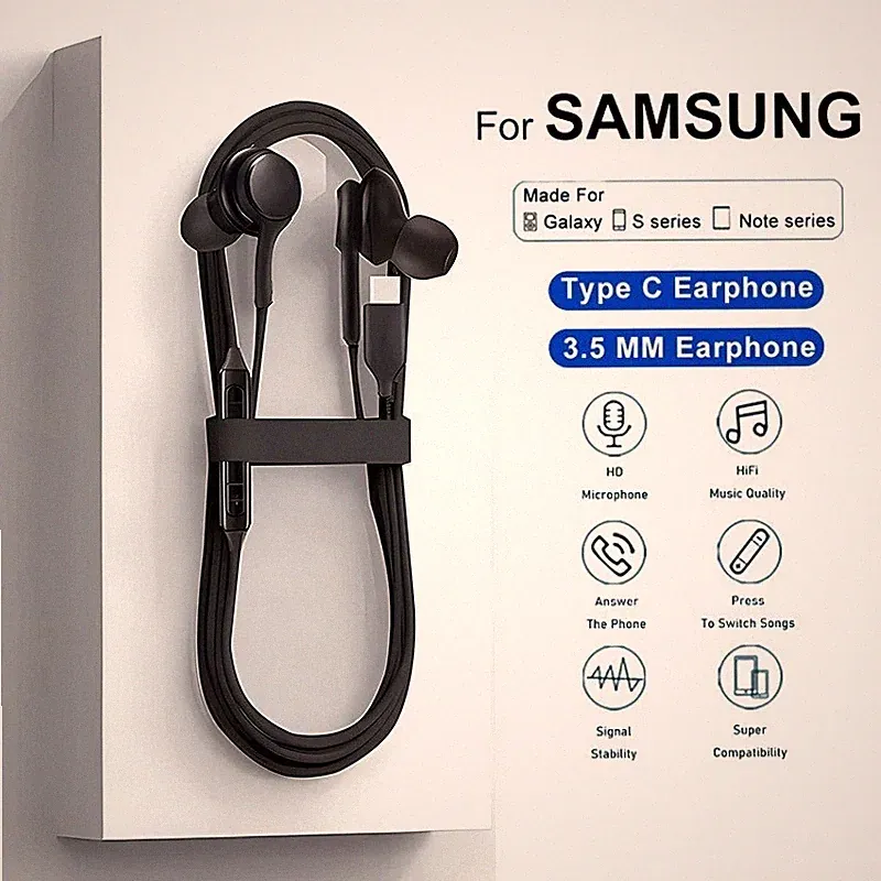 Type C Kopfhoerer fuer Samsung Galaxy S23 S22 S21 A54 A34 Ohrhoerer Kabel H
