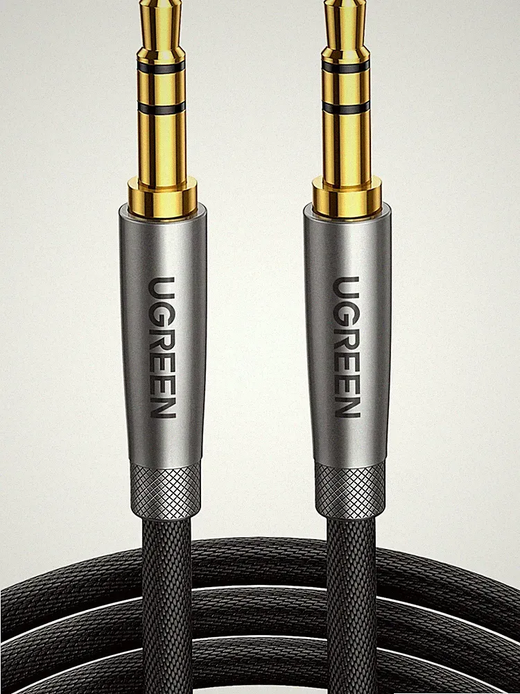 UGREEN 3,5mm Klinke auf Aux Kabel Stereo Audio 2m, Schwarz,grau,gold