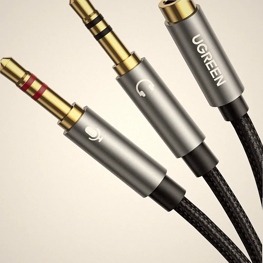 Ugreen 3,5mm Y Splitter Kabel Grau Stereo Kopfhörer Laptop PC