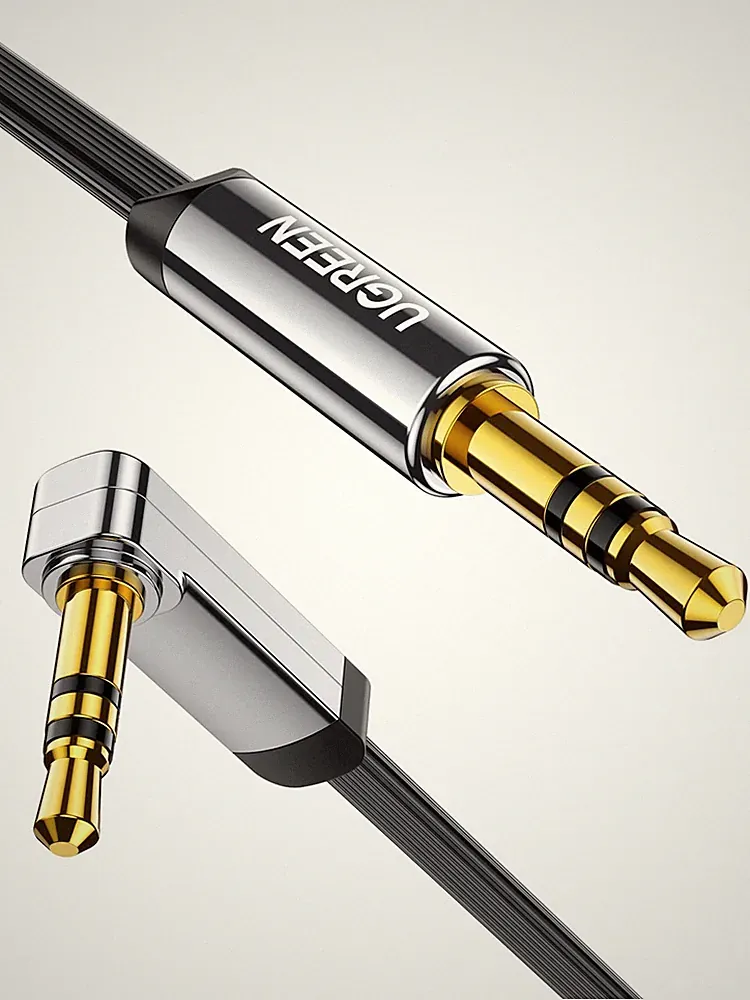 UGREEN Aux Kabel Auto 3.5 mm klinkenkabel 90 Grad mit 0.5m, Schwarz