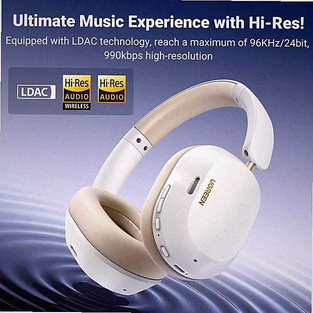 Ugreen HiTune Max5c 43dB ANC Wireless Bluetooth 5.4 Kopfhörer LDAC 75H WeißNEU