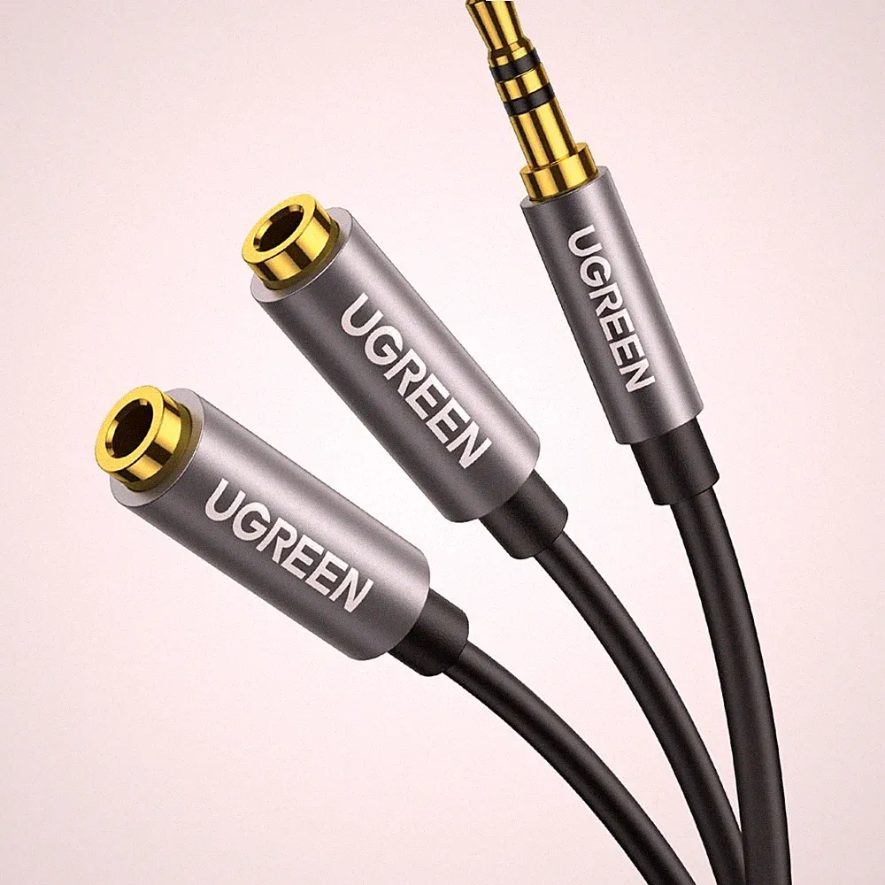 UGREEN Klinkenverlängerung 3,5mm Splitter für Kopfhörer - Kompakt und Tragbar