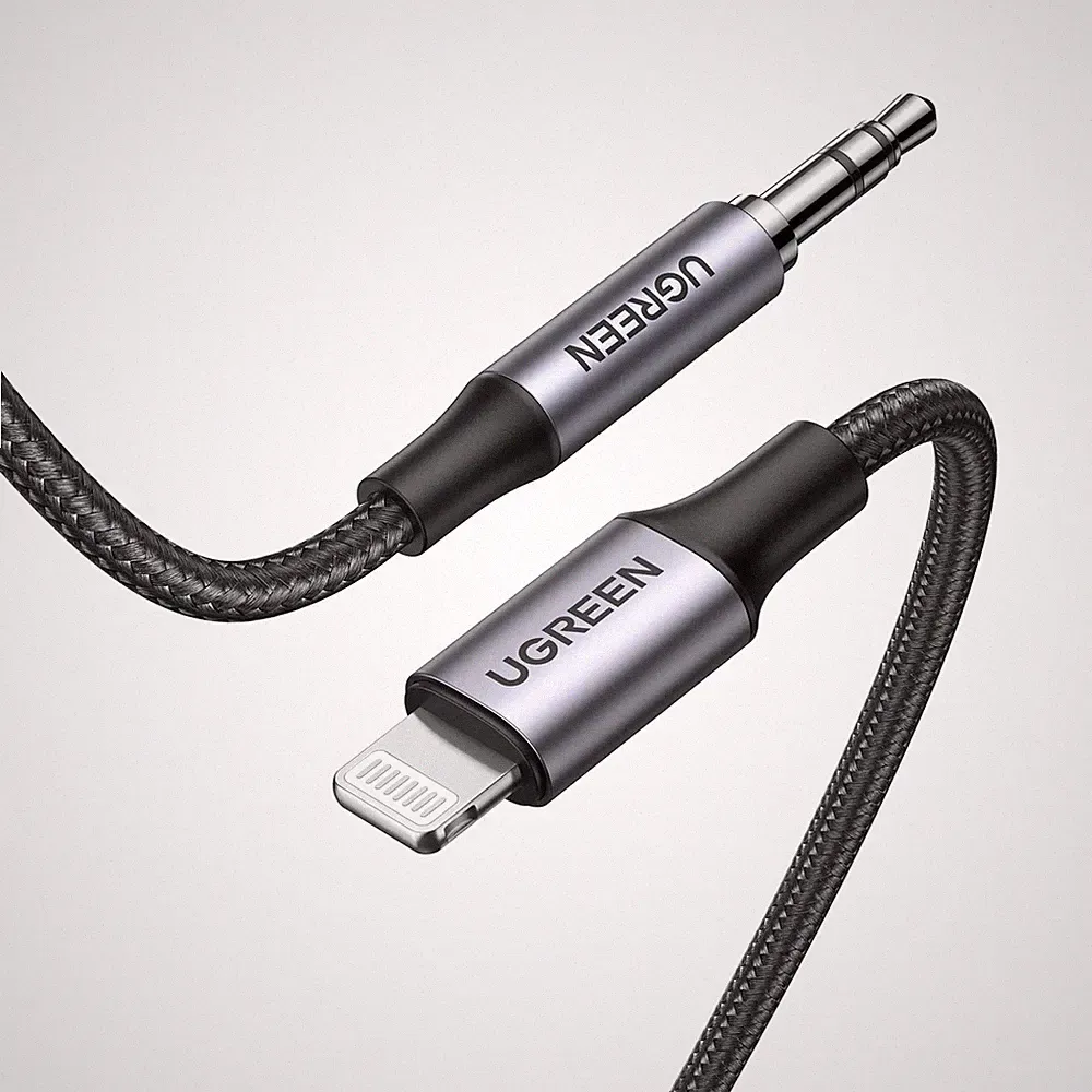 UGREEN Lightning Klinke Kabel 3,5 mm Kopfhörer Aux Adapter 1M, Schwarz