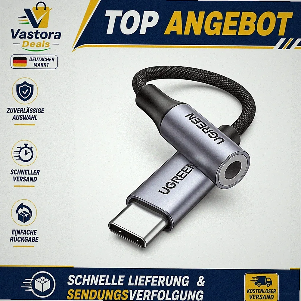 UGREEN USB C auf 3,5mm Klinke Adapter Kopfhörer Adapter Grau