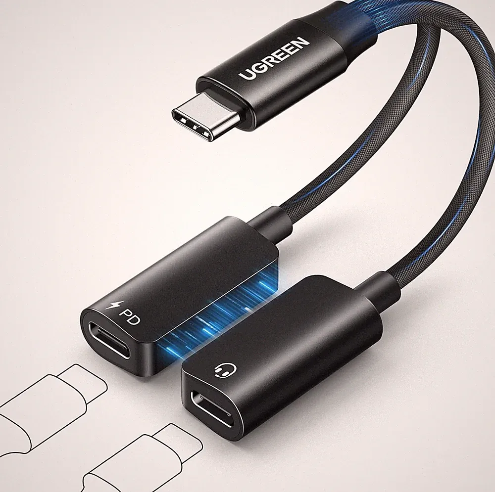UGREEN USB C Splitter, Magnetischer USB C Kopfhörer, Adapter, 2 in 1 Kopfhörer