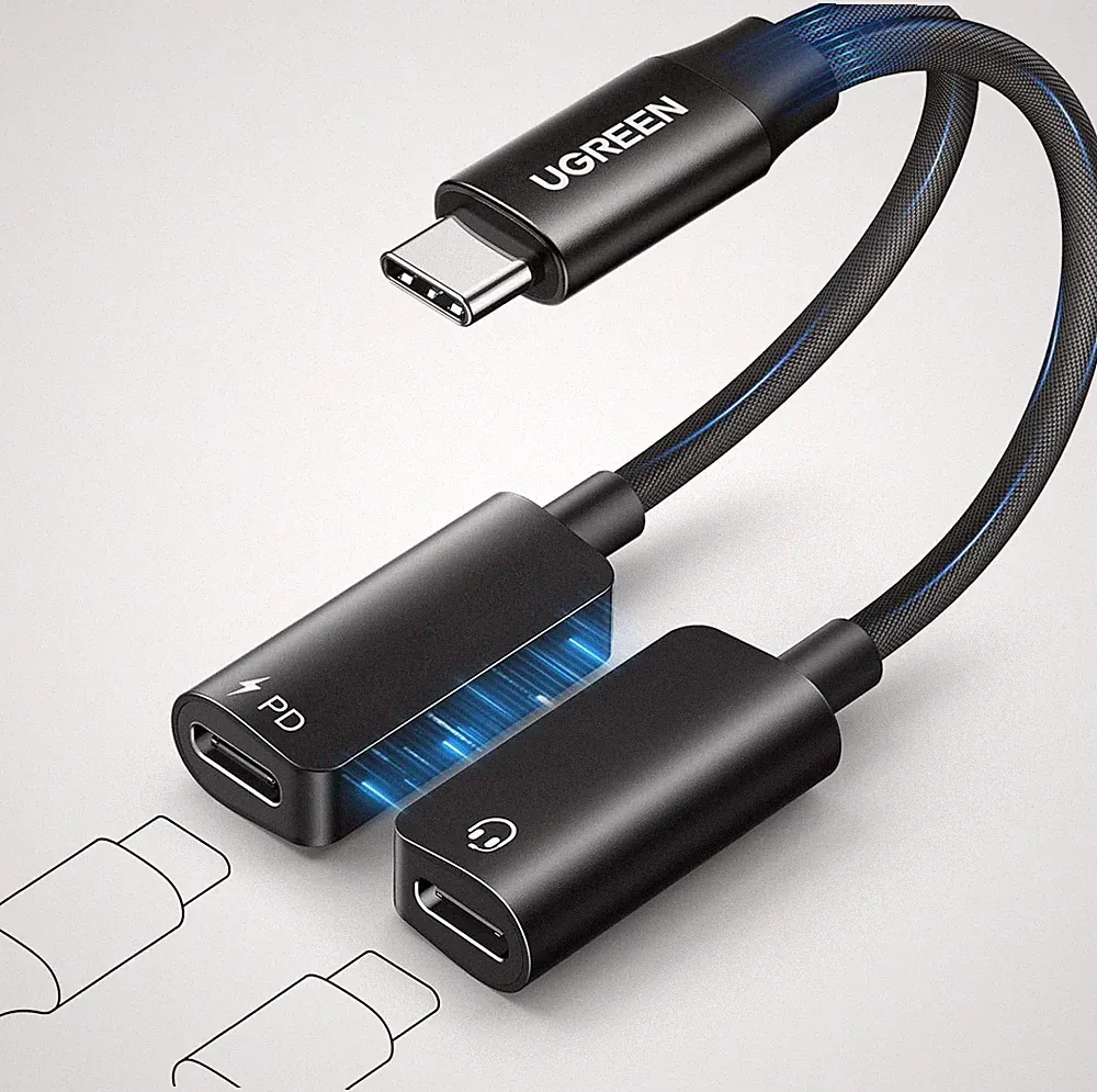 UGREEN USB C Splitter Magnetischer USB C Kopfhörer Adapter und Laden, 2 in 1