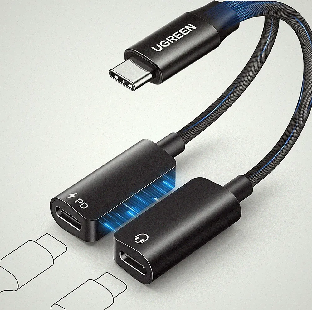 UGREEN USB C Splitter Magnetischer USB C Kopfhörer Adapter und Laden, 2 in 1