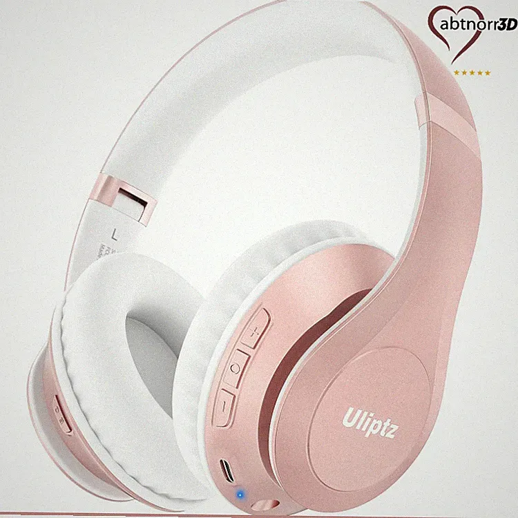 Uliptz Bluetooth Kopfhörer Over Ear, 65 Stunden Spielzeit, Roségold, Bluetooth