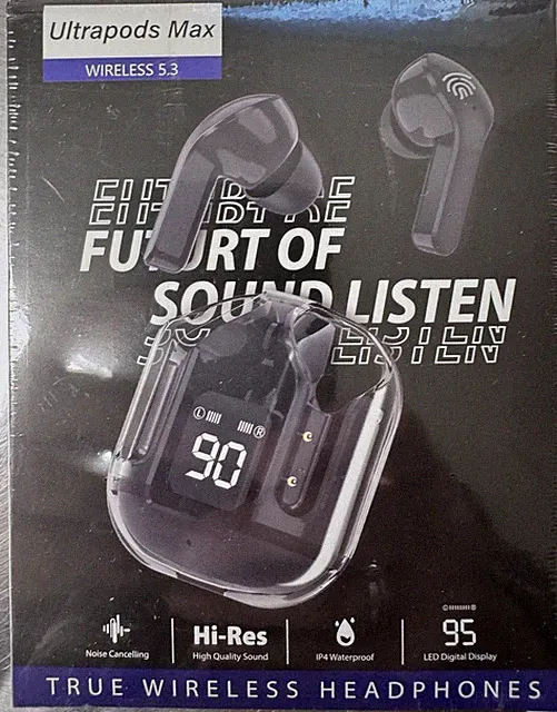 Ultrapods Max True Wireless In-Ear Bluetooth 5.3 ANC/ENC LED-Display Schwarz
