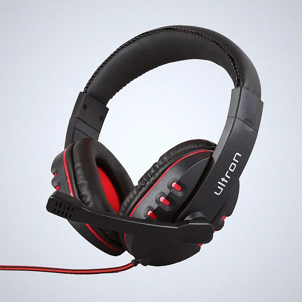 Ultron Gaming Headset | Kopfhörer | Mikrofon | Kabelgebunden | Schwarz-Rot
