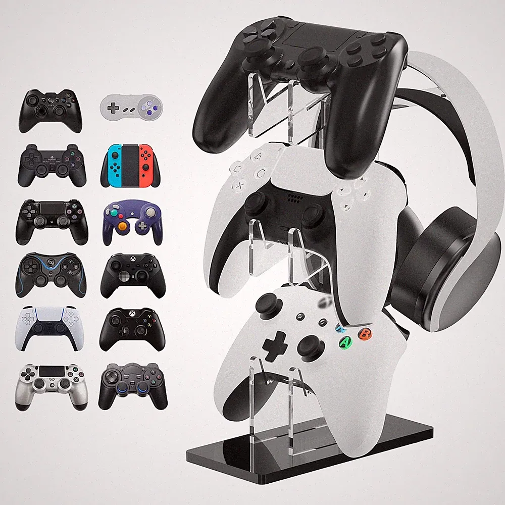 Universal 3-Tier-Headset-Ständer und Controller-Ständer Gaming-Zubehör - Schwarz