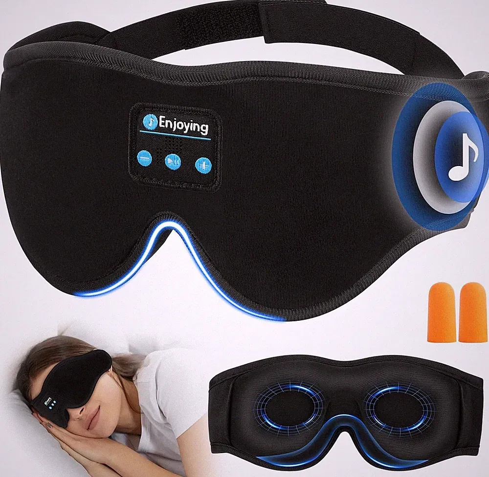 URAQT Schlafkopfhörer Bluetooth, Schlafmaske mit Kopfhörer, Schlafmaske