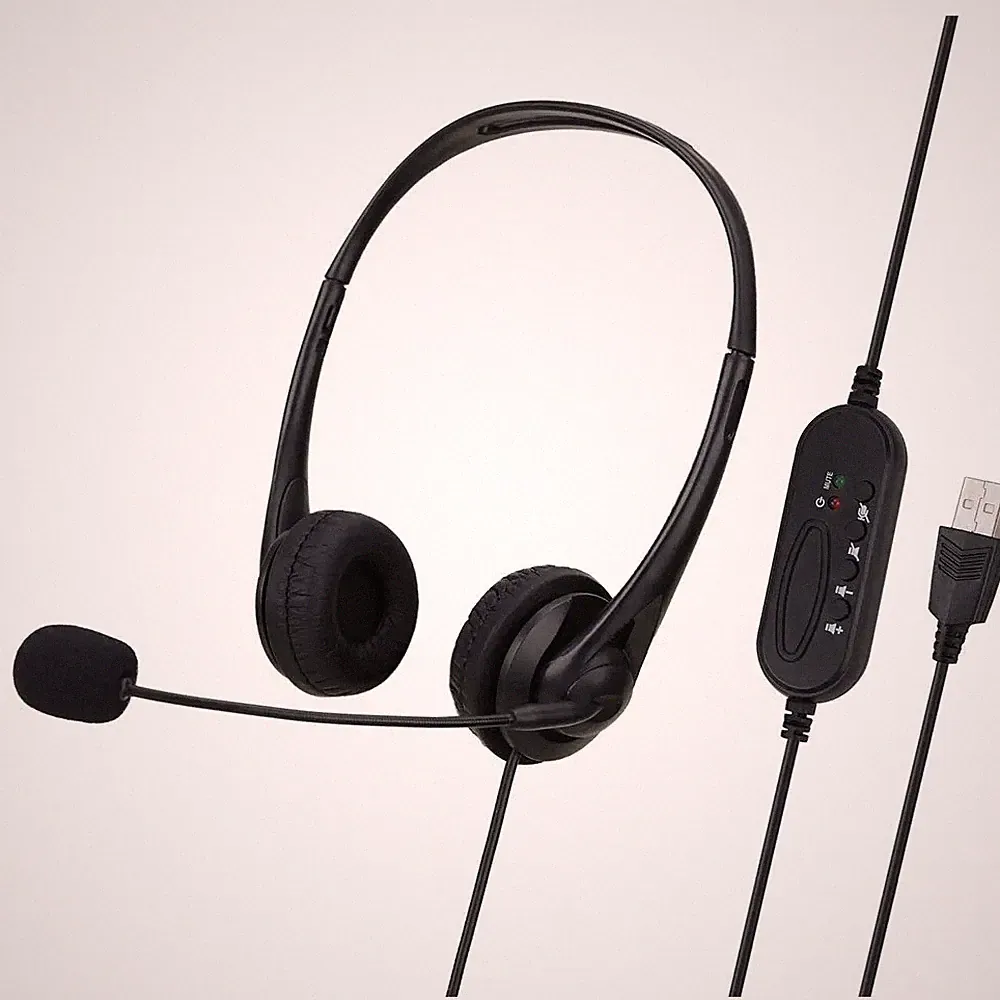 USB 3.5mm PC Headset mit Mikrofon Noise Cancelling Kopfhörer Homeoffice Büro