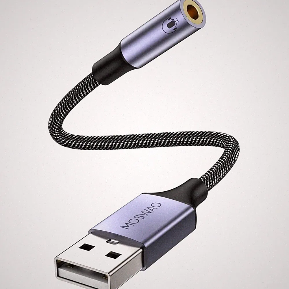 USB Audioadapter Klinke 3,5 mm Klinkenstecker Stereo Kopfhörer PC Laptop